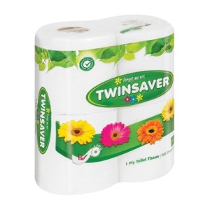 TWINSAVER TOILET ROLLS 1PLY WHITE 4EA